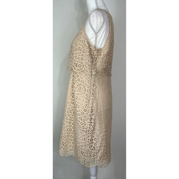 J. Crew Champagne Lace Sleeveless Mini Tiered Dress Size 10 - Picture 6 of 12
